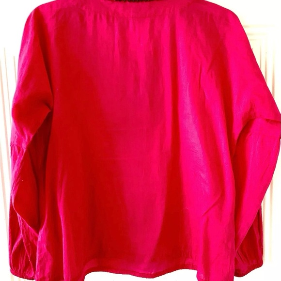 Michael Kors Fushia Cotton Popover with Copper Metal Work  Neckline S - Picture 3 of 5